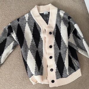 Varley Black and Cream Argyle Cardigan